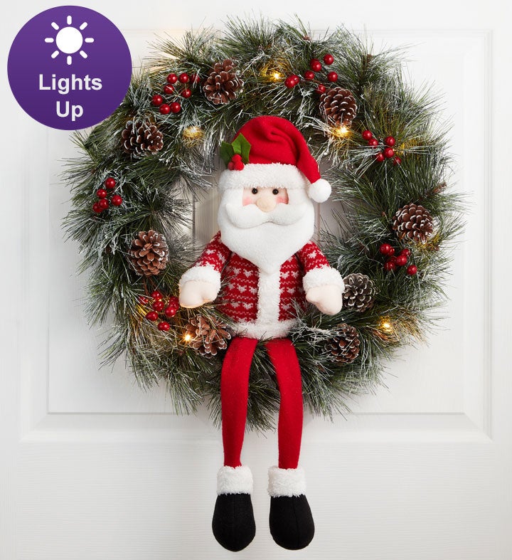 Jolly Santa Wreath With LED Lights - 22
